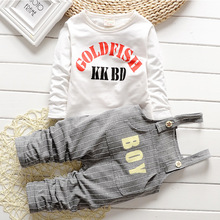 2015 new arrival Baby boys sets letter cotton strap suit Korea kids clothes child sets open crotch