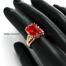 18K Rose Gold Engagement ring AAA Quality Ruby Austrian Crystals Women Ring Classic CZ Diamond Women