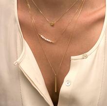 Vintage 3 Layer Gold Chain Necklaces Pendants For Women Trendy Multilayer Pearl Necklace Fine Jewelry 2015 wholesale