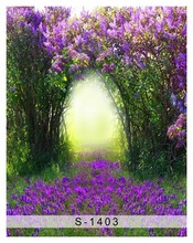 8X8ft Forest Photos Studios Chromakey Green Screen & Purple Flowers Decoration Sunshine Lighting Backdrops Photography
