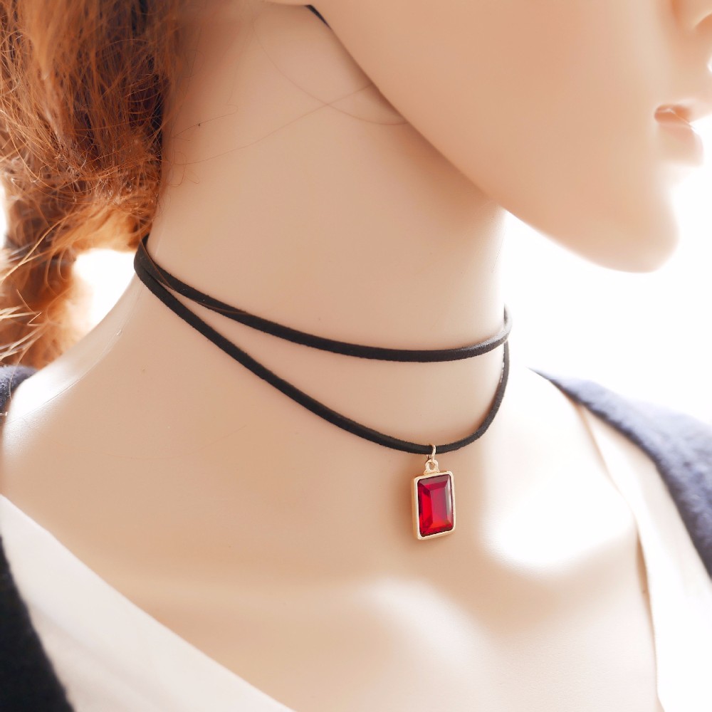 Fashion Gold Plated Square Pendant Statement Women Choker Necklace Jewelry Black Luxury Neck Multilayer Necklaces 620088