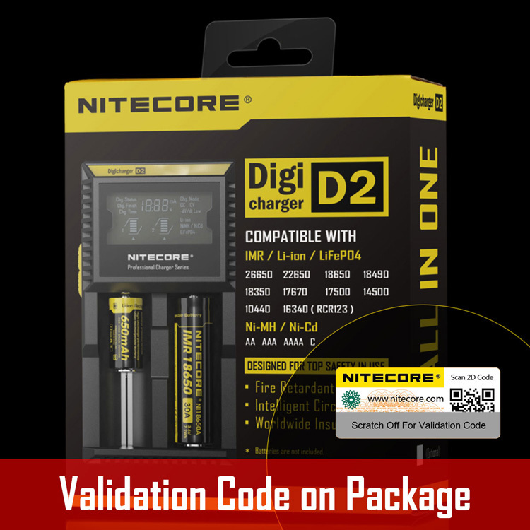 Nitecore d2 digcharger   - nitecore    26650 18650 18350 16340 14500 10440