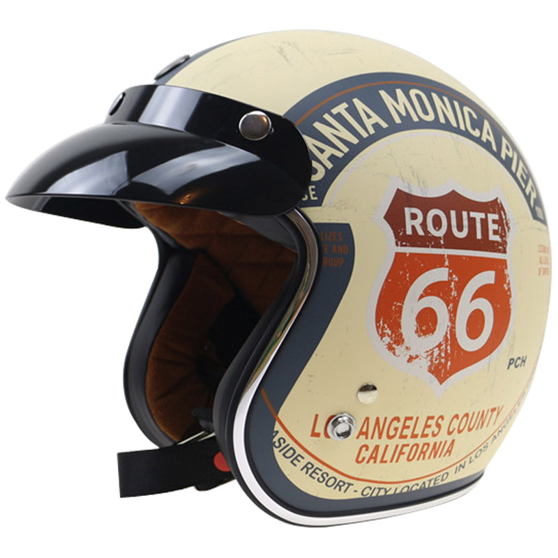 Фотография Harley Style Lucky 13 design Motorbike Helmet 3/4 Classic chopper helmet 3 pin with visor DOT approved USA style helmet