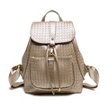 Designer Knitting Backpack Women Trendy Simple Woven Pattern Drawstring Flap Buckle Bag 2016 New Fashion Cheap
