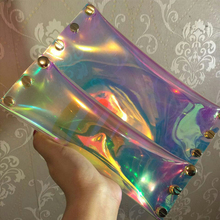 New Causal Women Day Clutches Handbags Rivet Clear Clutch Envelope Bags Hologram Party Evening Bags For women
