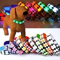 LED Dog Collar Nylon Plaid Flash Safety Luminous For Dogs Cats 7 Colors Small Large Breed
