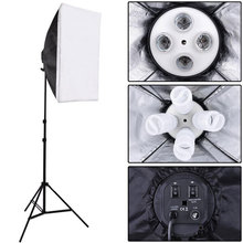 Photo Studio Kit Photography Lighting 4 Socket Lamp Holder + 50*70CM Softbox +2m Light Stand Photo Soft Box