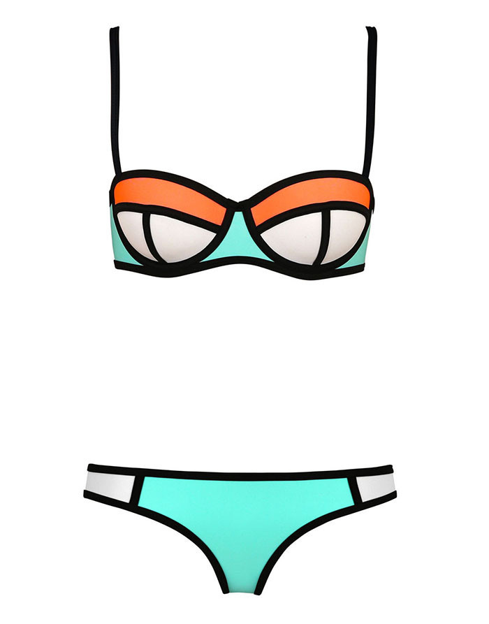 2015 vintage biquini women triangl Swim suit Bandeau swimsuits Solid Bikinis vintage Set Print Swimwear swimming suit (6)
