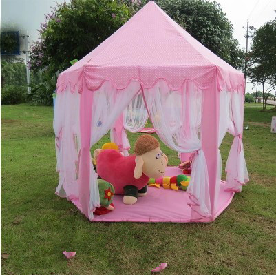 Lovely Pink  Kids Hexagon Princess Prince Castle Indoor Outdoor Tulle Toys Tents Christmas Gifts