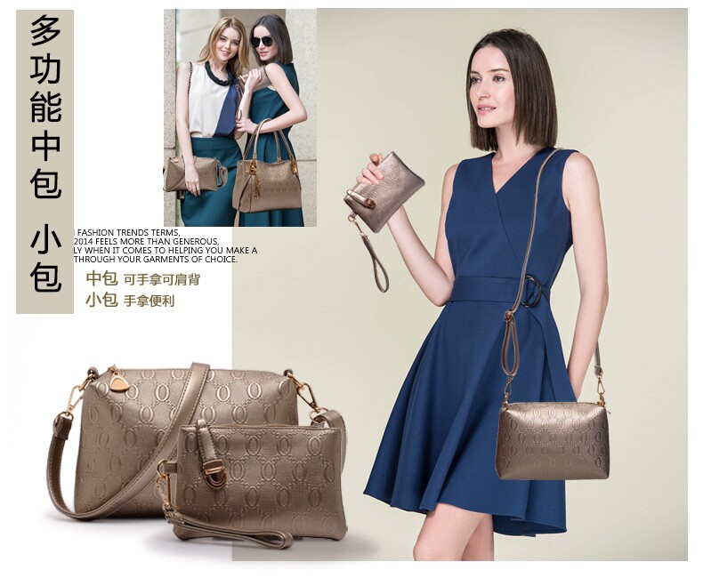 2015 Fashion Brand 3 Sets Bags High-grade Pu Leather Handbag Women