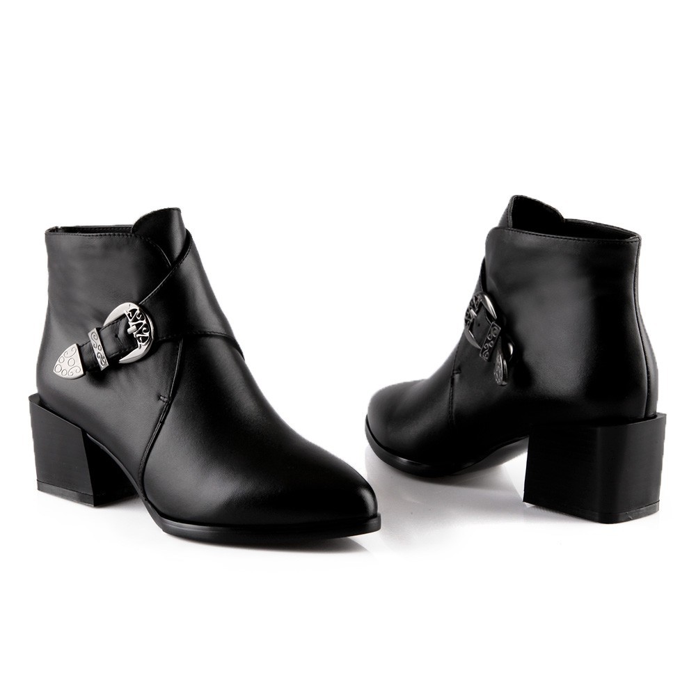 Autumn Women Thick Heel Ankle Boots Ladies Med Heels Boot Fashion