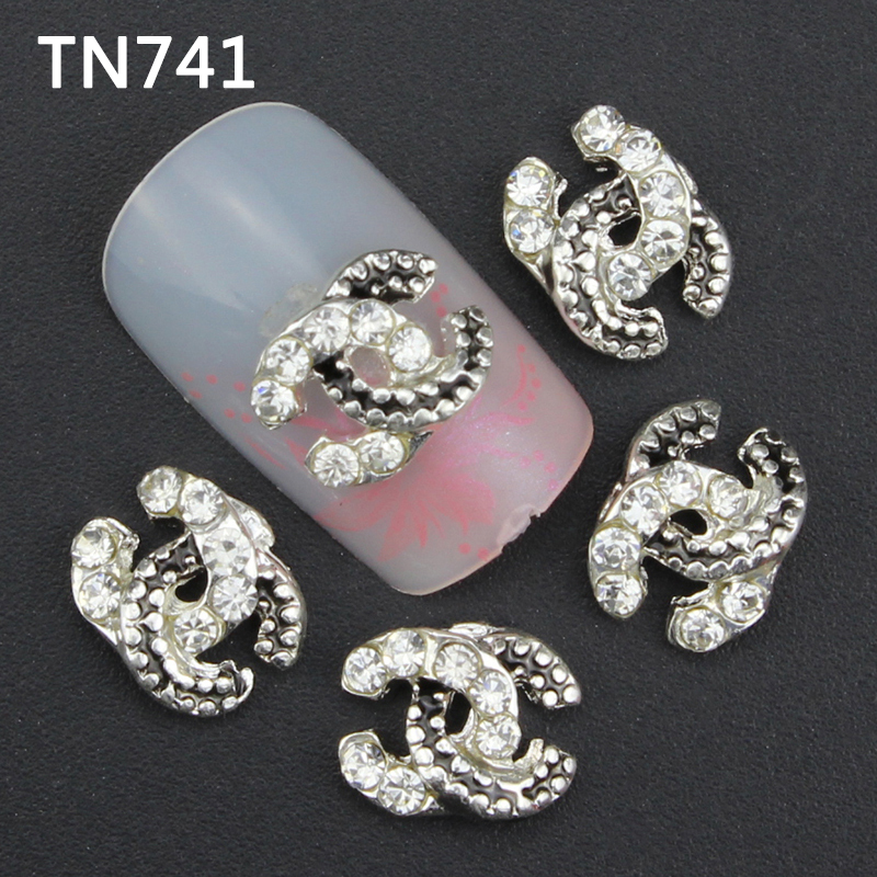 10pcs 3d nail art decoration alloy nail gel tips glitter rhinestone sticker manicure brand nails tools