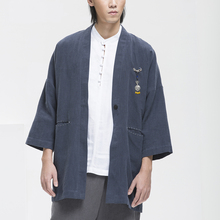 Mens Trench Coat Long Casual Jacket 100% Ramie 2016 New Chinese Japanese Style Kung Fu Autumn Winter Nakali