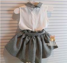 Baby girl clothes set summer chiffon clothing children and kids high quality baby girls clothing kids set suit with belt retial