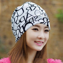 Newest Fashion Korean Women Classic Hip Hop English Letter Multi Purpose Baggy Hat Unisex Scarf Beanie