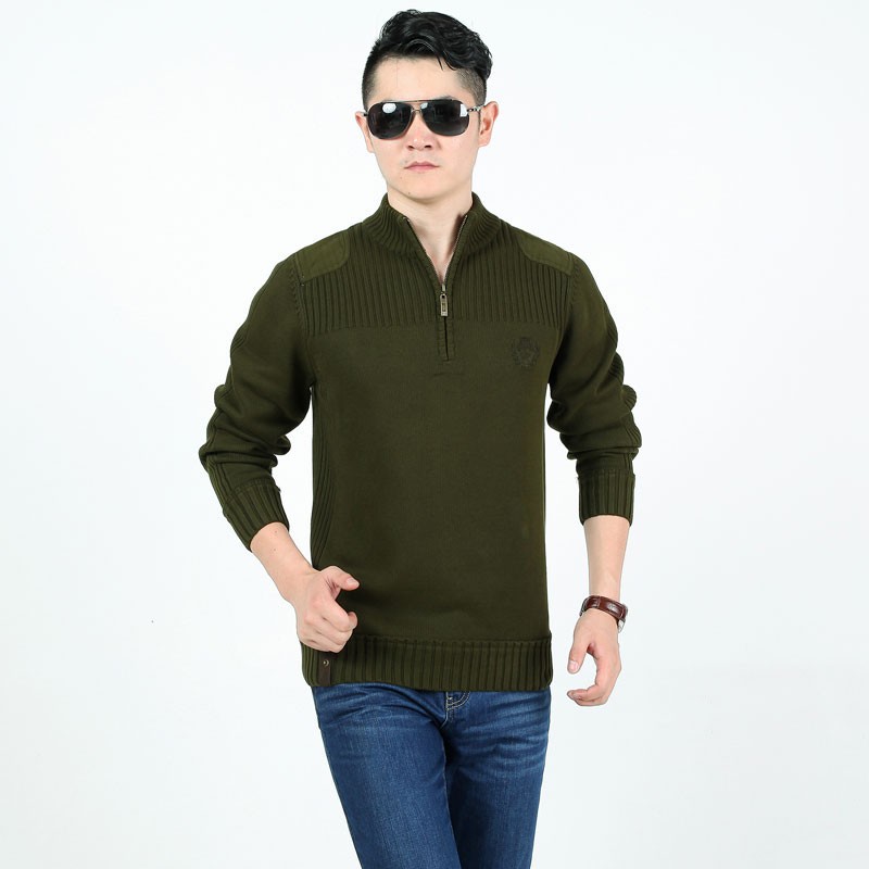 AFS JEEP Autumn Spring Men Cotton Knitted Slim Fit Sweaters 2015 Stand Collar Casual Plus Size Pullover High Quality Sweaters (2)