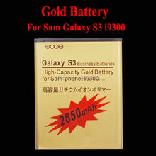 1Pcs/Lot High Capacity 3.8V 2850mAh Golden Li-ion Battery For Samsung Galaxy SIII S3 i9300 i9308 i9305 i9082 ,free shipping