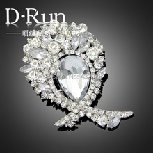 Shipping by express clear large crystal silver plated brooches in bulk 60pcs lot