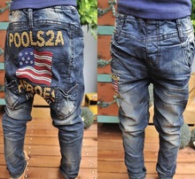 Retail children’s star flag jeans spring baby boys big pp jeans high quality children’s trousers autumn kids cowboys pants