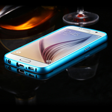 Luxury Aluminum Frame Clear Case For Galaxy S6 G920 Hard Metal Acrylic Rim Transparent PC Back