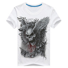 2016 New Arrival Puls Size S-6XL Men’s T-Shirts Black Cotton 3D T Shirts Men Printing Dogs Tiger Lion Skulls Tops & Tees Tshirts