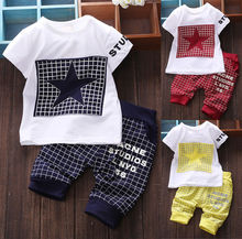 Baby boy clothes 2016 New summer kids clothes sets t-shirt+pants suit clothing set Star Printed Clothes newborn sport suits