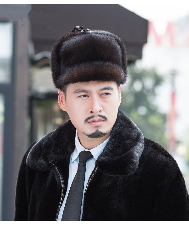 Winter men Real New Mink Fur Hat Cap Headgear Beanie Beret NMZ004