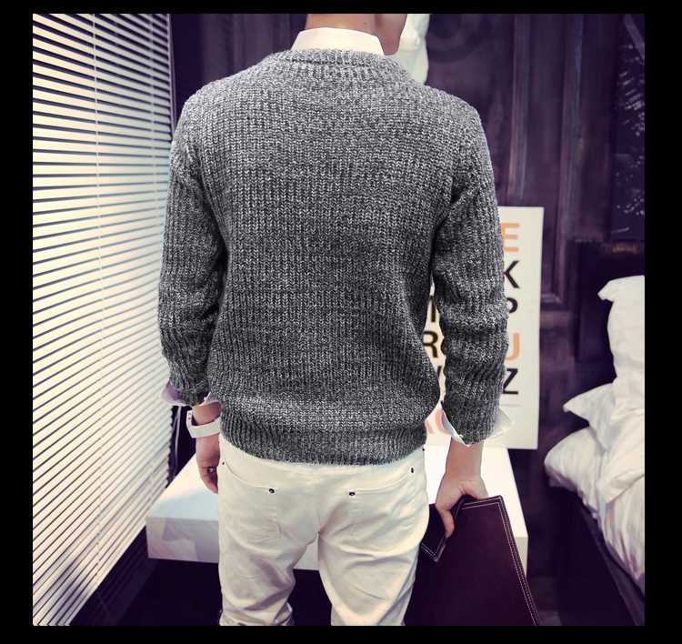 Fall Winter Men s Japanese retro sweater Korean Slim round neck pullover sweater male thickening LCM259