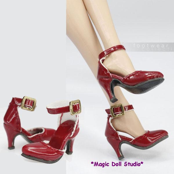 12 inch Fashion Doll Shoes # Wine Red Pleather High Heels Shoes ...