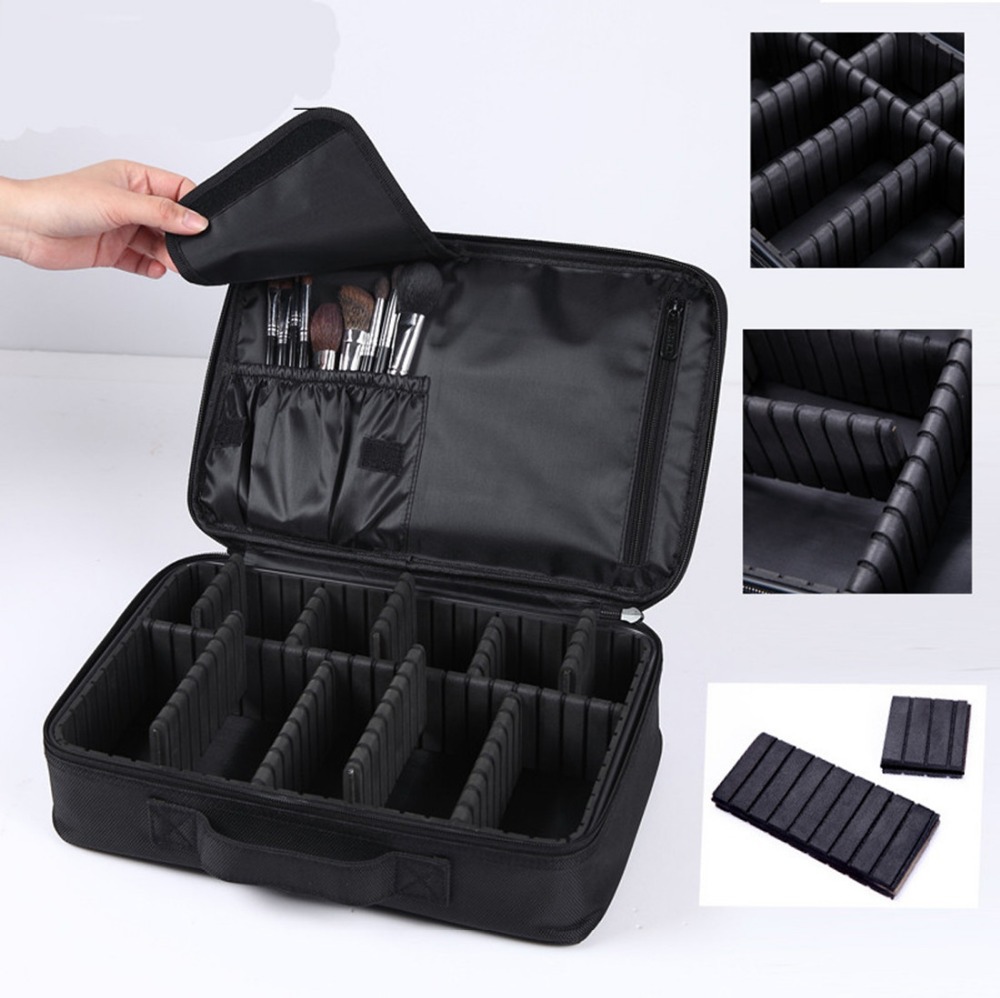 Cosmetic Makeup Case Bag Black Pro Travel Jewelry Box Artist Purse Organizer Makeup Pouch ...