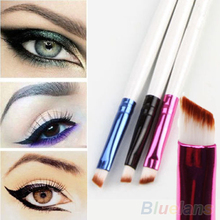 Fashion Womens Oblique Angled Eyebrow Brush White Handle Eye Liner Brow Tool 2MNT