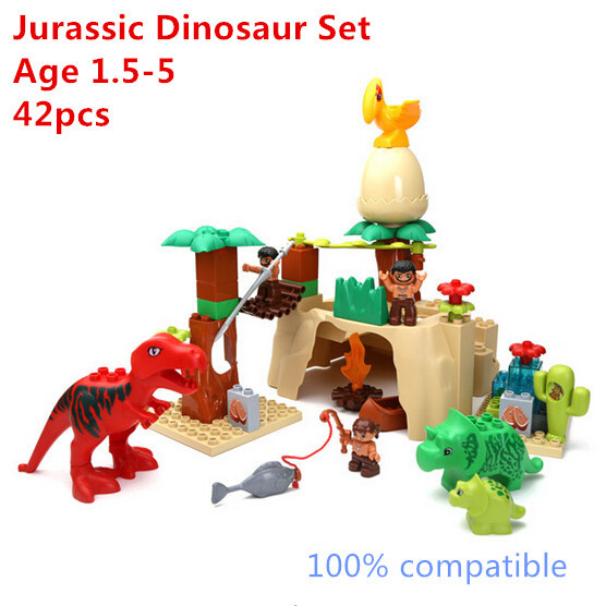 42pcs Big Building Blocks Jurassic Dinosaur Set Compatible with L*go Duplo Baby Toys Educational Toys Free Shipping