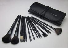 Free Shipping Professional 15 Pcs Brand Cosmetics Makeup Brushes Tool Make up Brushes Leather Bag Holder