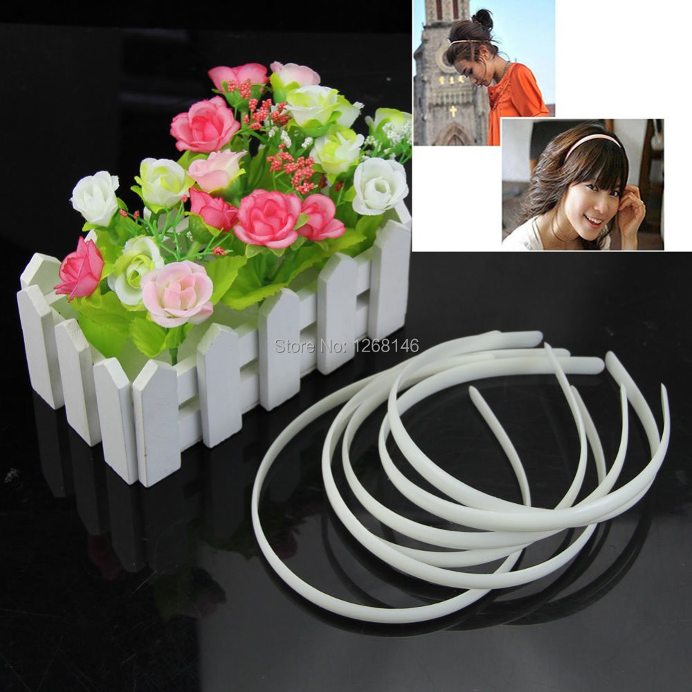 S111 Free Shipping 60pc White Fashion Plain Lady Plastic Hair Band Headband No Teeth Hair DIY Tool