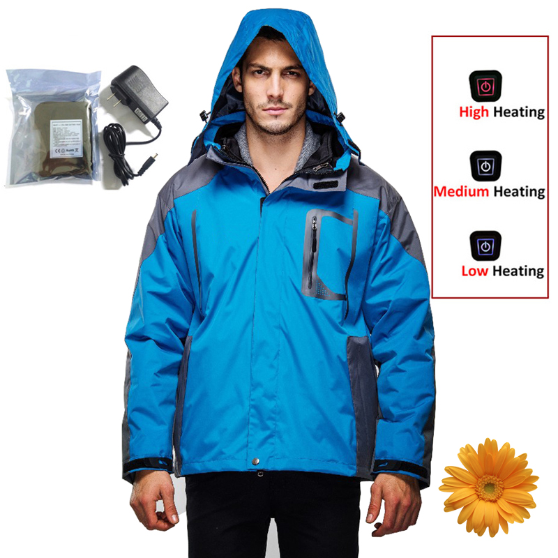 Outdoor Jacket Men 2-Layer Winter Sport Skiing Jackets Windproof Waterproof Thermal Camping Hiking 7.4V Electric Heated Clothing