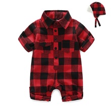 Baby Boys Rompers Children spring Clothing Set Newborn Baby Girl Clothes Cotton Lattice Long Sleeve Clothing Jumpsuits Coveralls