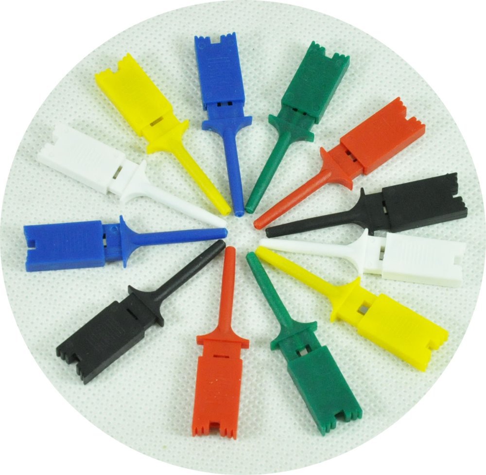 O025-1 New 12pcs mini grabber SMD IC Chip test hook clip jumper probe for logical analyzer FREE SHIPPING