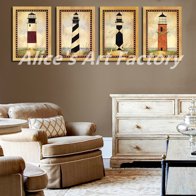 2016 New Arrived Wall Painting Canvas Art Pictures 4Pcs Different Style Lighthouse Posters Printed Paints Home Decoration