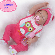 New 22inch Soft Full Silicone Reborn Baby Dolls Of NPK Brand Cute Toys Girls Dolls Baby As Birthday Gift Brinquedos For Children