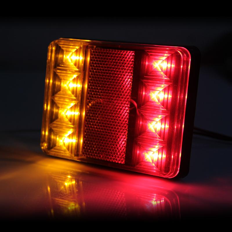 2x Waterproof 8 LED Taillight Tail Light Lamp DC12V for Trailer Truck Boat