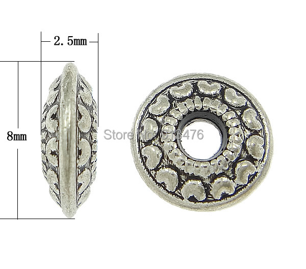 Free shipping!!!Zinc Alloy Spacer Beads,Designer Jewelry, Rondelle, antique silver color plated, nickel, lead & cadmium free