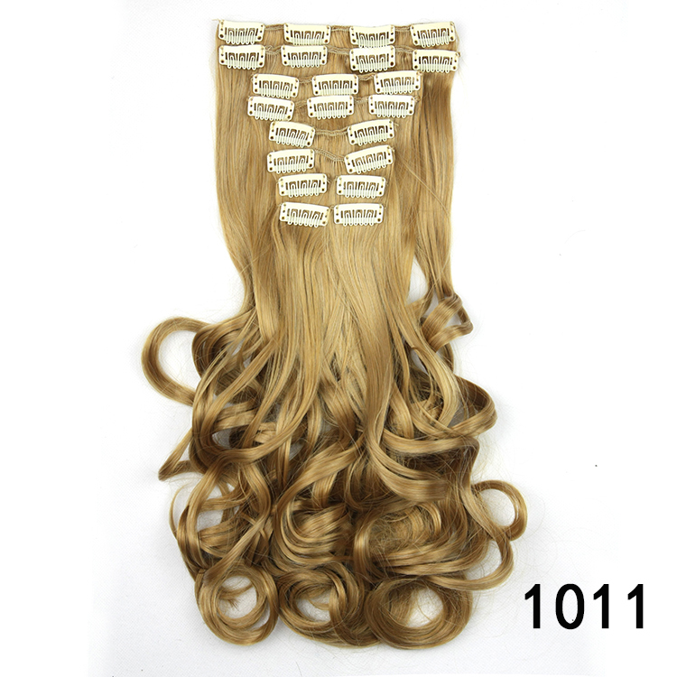 10SETS 23inch/60cm 155g synthetic hair weave clip in curly hair extensions multi color hairpieces for women