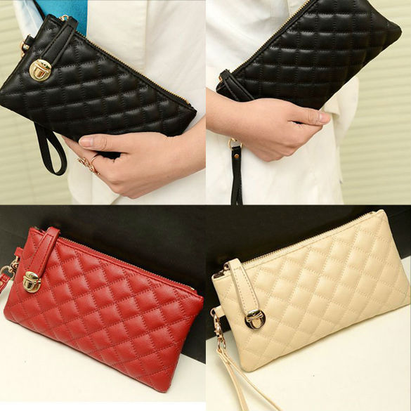 OCEA Fashion Women Zip PU Leather Clutch Case Lady Long Handbag Wallet Purse 