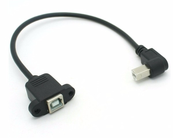 90°Right Angle Cable USB2.0 B Female to Male Panel Mount 30cm NEW