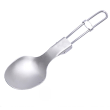 Hot Sale Folding Titanium Spoon Tableware Portable Camping Cutlery Convenient Titanium Spoon Environmental Only 20g KS08