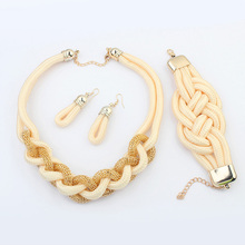 2014 new fashion design western style multi layer Weave Rhinestone Choker necklace jewelry for women statement