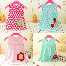 Monkids Summer Cute Baby Girl Dress Cotton Polka Dot Striped Slip Dress Butterfuly Bow Children Kids Clothing Princess Dress
