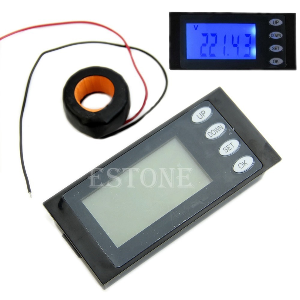 Free Shipping New for 5 in 1 AC 100A Digital Combo Panel Meter Volt Amp kWh Watt Working Time + CT