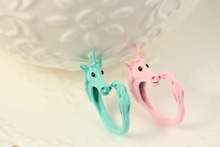 2015 Candy Colors Lovely Adjustable Enamel Horse Party Ring Aneis Unicorn Cavalo Finger Rings For Women