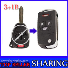 10 piece/lot Remodeling Flip remote key Shell For Chrysler 4 Button Key Fob With Panic Button